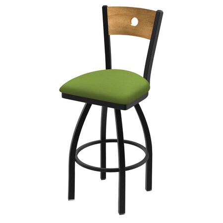 Holland Bar Stool Co 25" Swivel Counter Stool, Black Wrinkle, Med Back, Canter Kiwi Green Seat 83025BWMedMplB009
